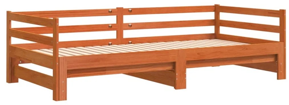 Sofá-cama com gavetão 90x200 cm madeira de pinho castanho cera