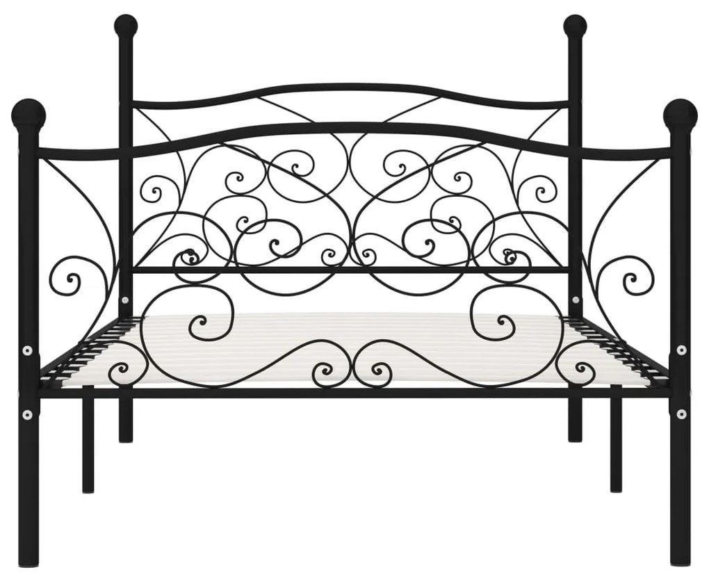 Estrutura de cama com estrado de ripas 90x200 cm metal preto