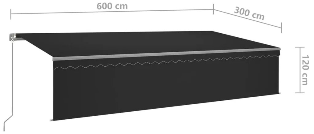 Toldo retrátil manual com estore/LED 6x3 m antracite
