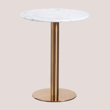 Mesa De Bar Redonda Em Mármore Cosmopolitan Branco & Ø60 Cm & Oro Rosa - Sklum