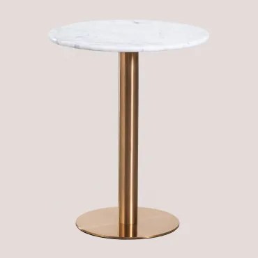 Mesa De Bar Redonda Em Pedra Natural Xiren Mármore Branco Guangxi & Ø60 Cm & Oro Rosa - Sklum