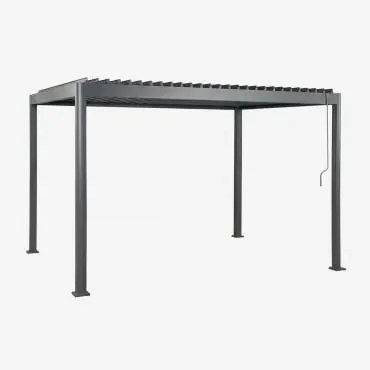Pérgola Bioclimática De Lâminas Em Alumínio Druvia Cinza Grafito & 3 X 4 M - Sklum