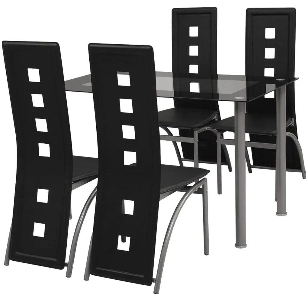vidaXL Conjunto jantar, 5 pcs, preto