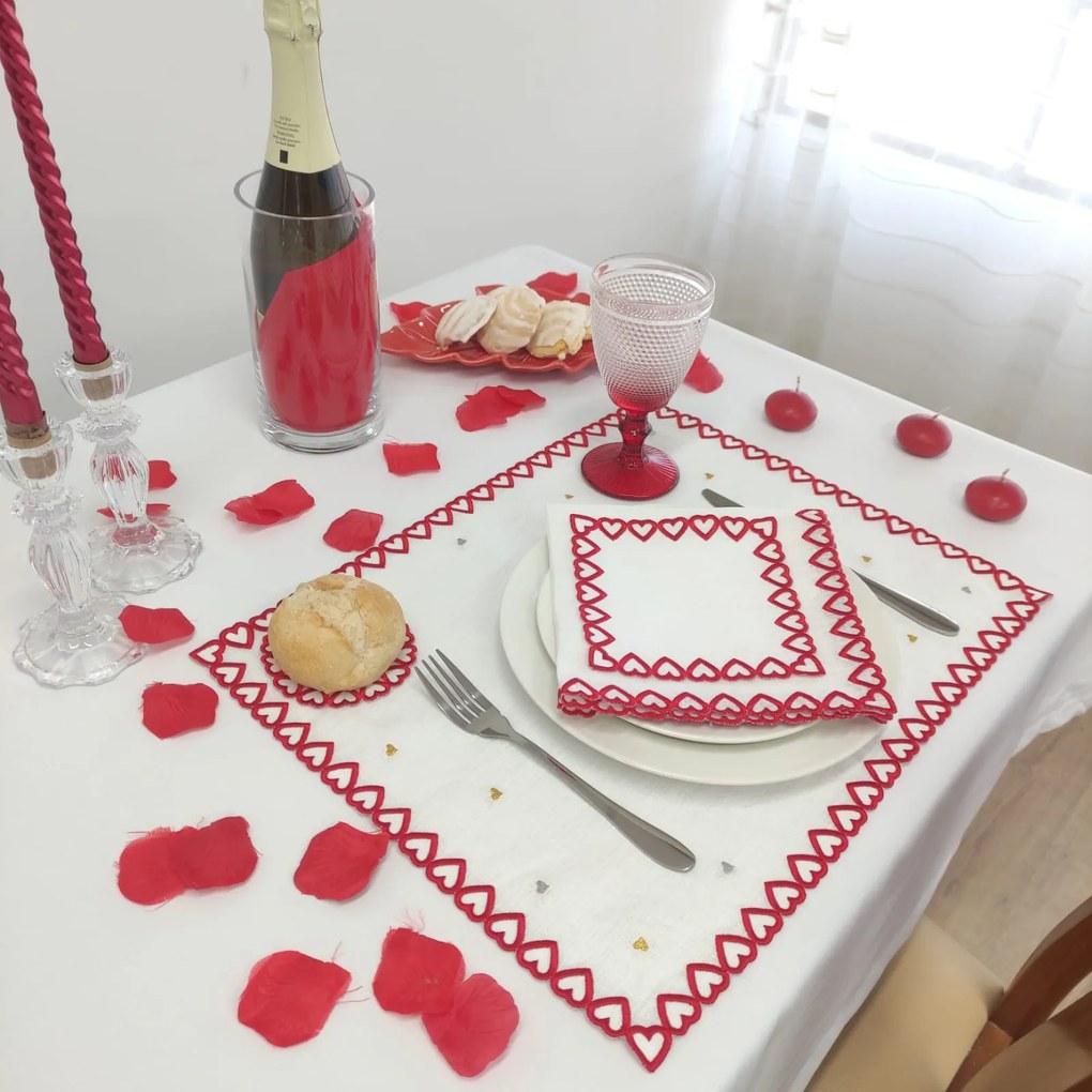 Individual/Guardanapo Toque de Amor Linho JOL