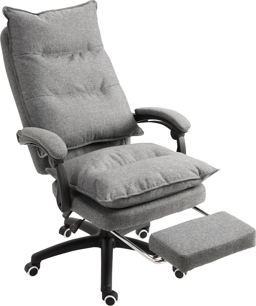 Cadeira de escritório ergonómica com função de massagem, com encosto reclinável, altura ajustável, apoio para os pés integrado, comando com fio, rotaç