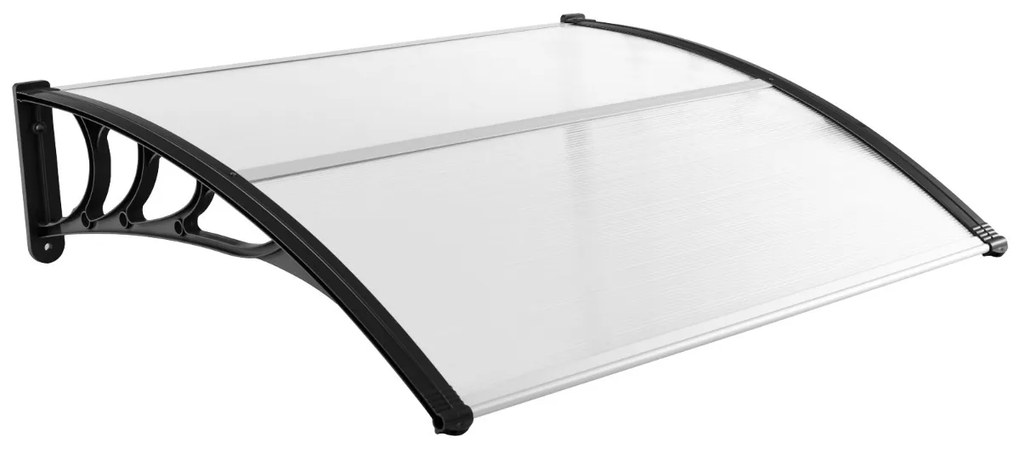 Toldo para janelas ou portas 122 x 99 cm Proteção solar Chuva Neve Vento Policarbonato, alumínio Preto