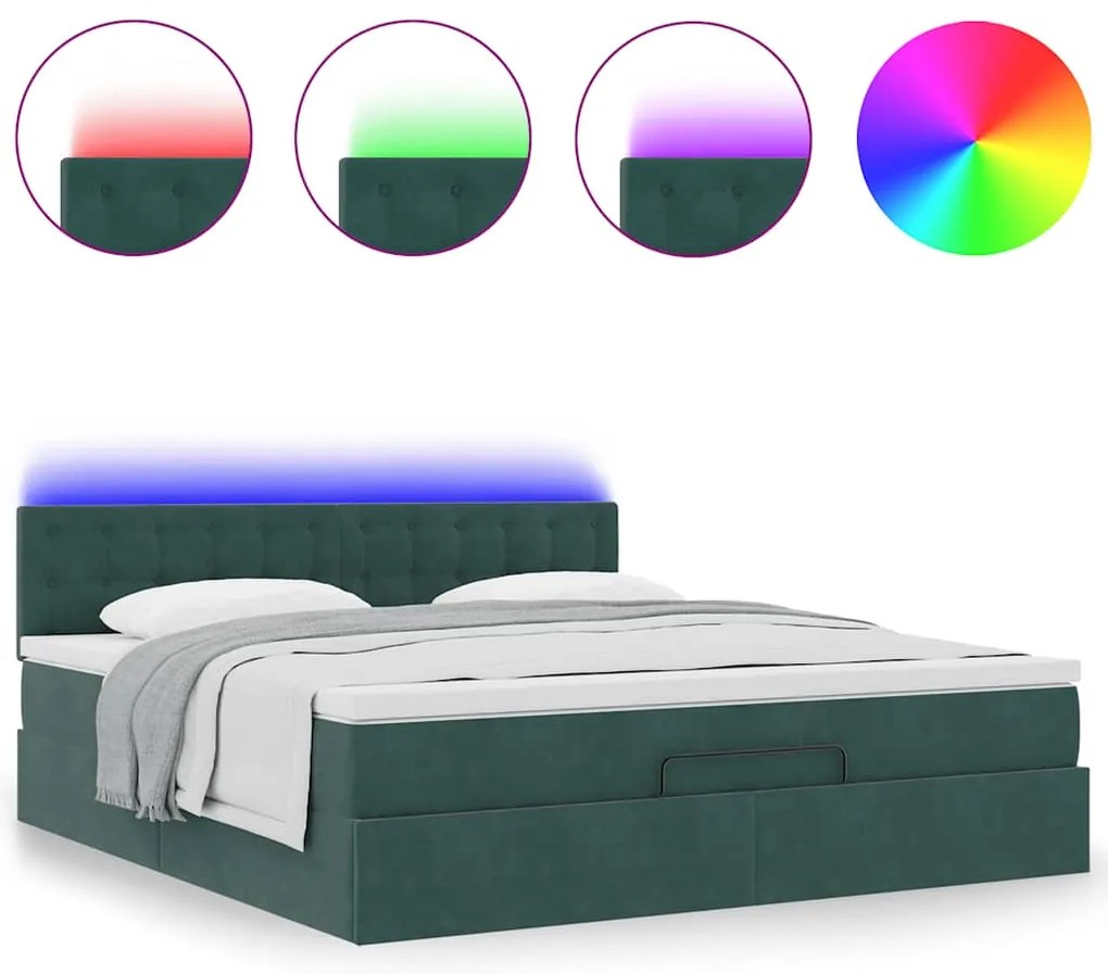 Estrutura de cama otomana com colchão 160x200 cm verde escuro