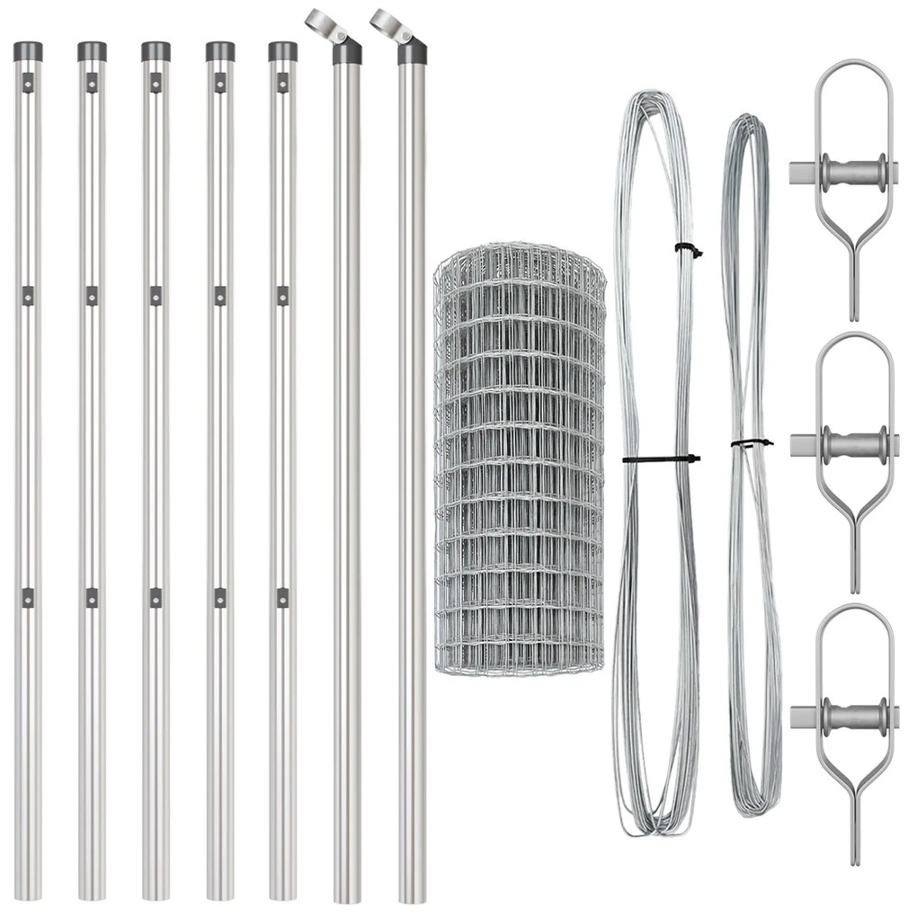 Cerca Euro com 7 Postes 0.6x10 m Aço Galvanizado