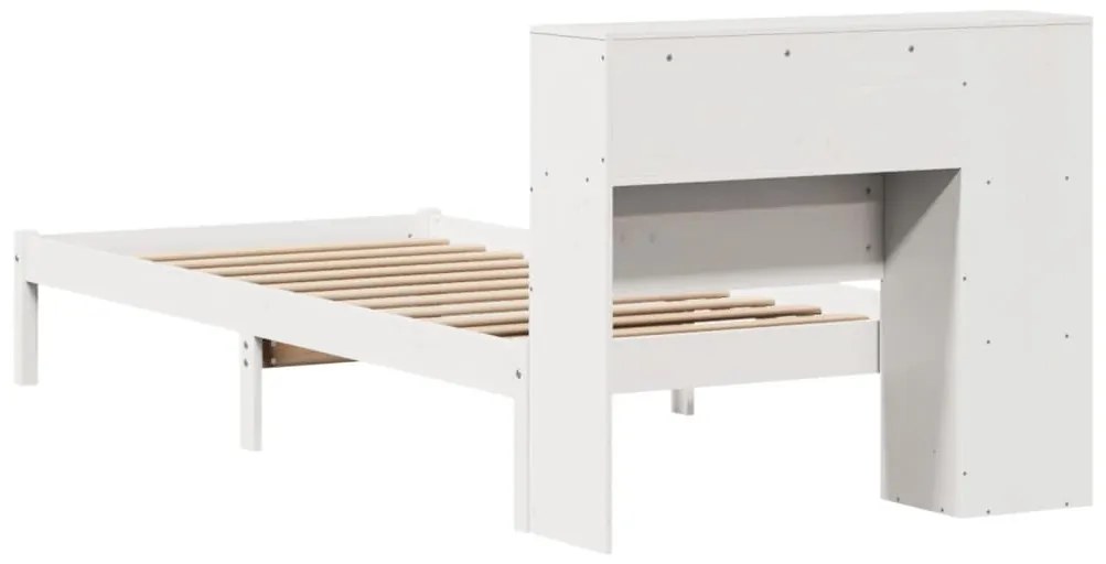 Cama com estante sem colchão 100x200 cm pinho maciço branco
