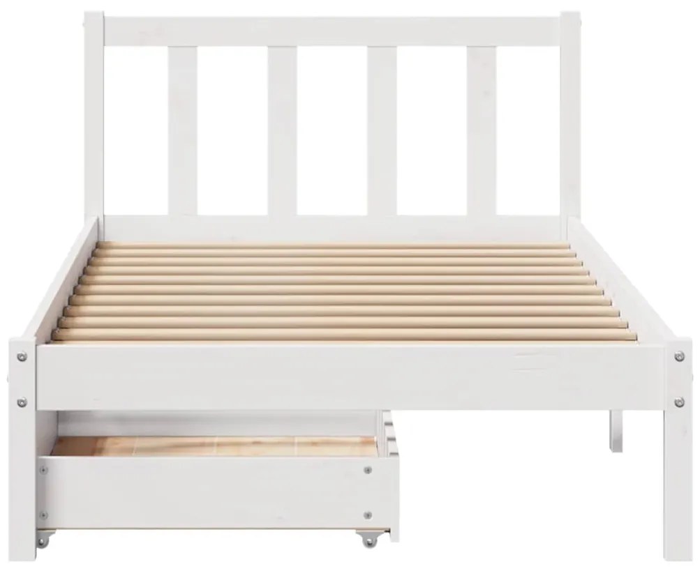 Cama sem colchão 100x200 cm madeira de pinho maciça branco