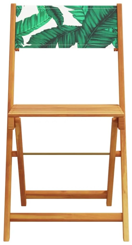 Cadeiras de bistrô 2 pcs acácia maciça/tecido padrão de folhas