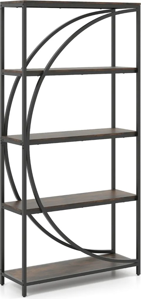 Estante de 5 níveis 86 x 30 x 175 cm com prateleiras de armazenamento abertas Castanha