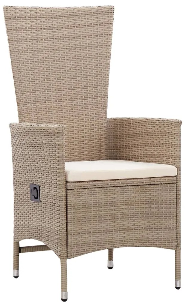 5 pcs conjunto de jantar para jardim com almofadões bege