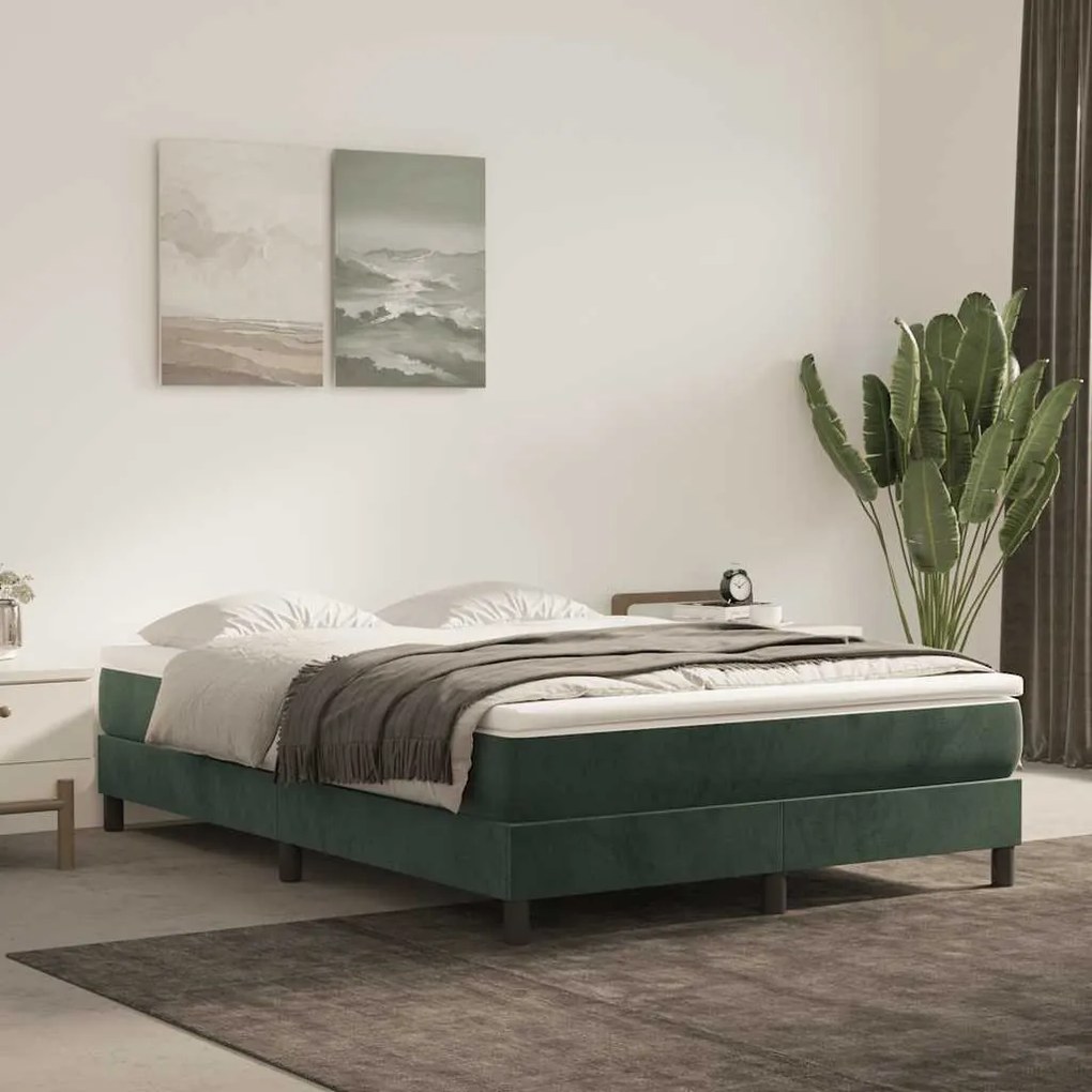 vidaXL Colchão de molas ensacadas 140x210x20 cm veludo verde-escuro