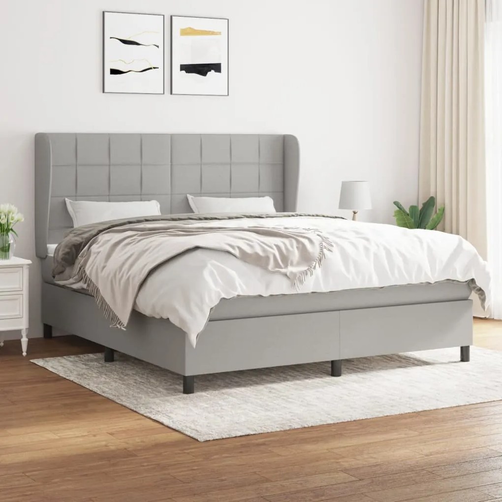 vidaXL Cama com molas/colchão 180x200 cm tecido cinzento-claro