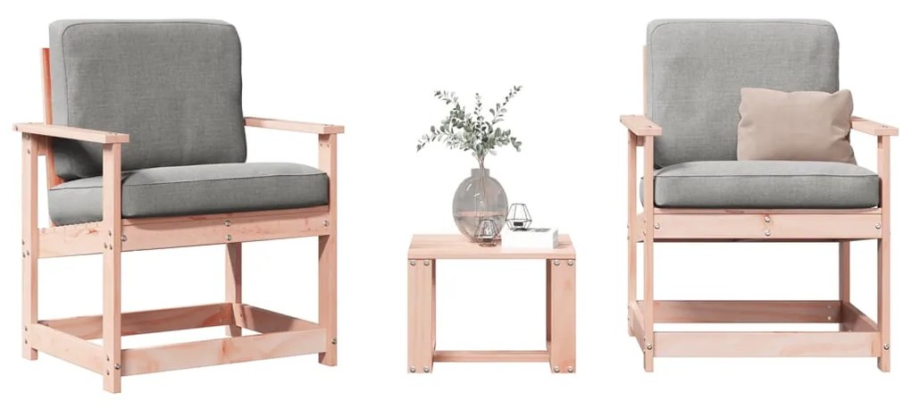 vidaXL 3 pcs conjunto lounge de jardim madeira de douglas maciça