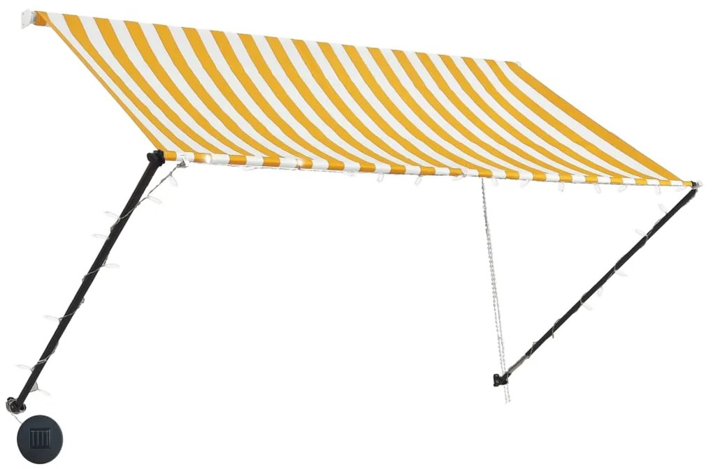 Toldo retrátil com LED 250x150 cm amarelo e branco