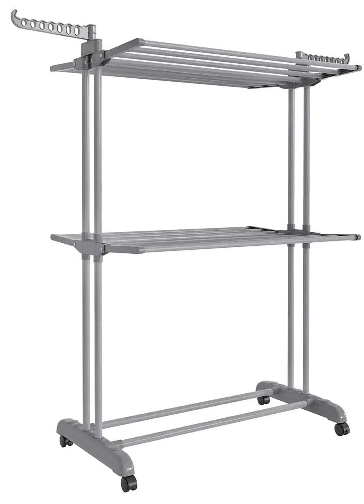 Estendal roupa com 4 níveis 63,5 x 128 x 173 cm cinzento