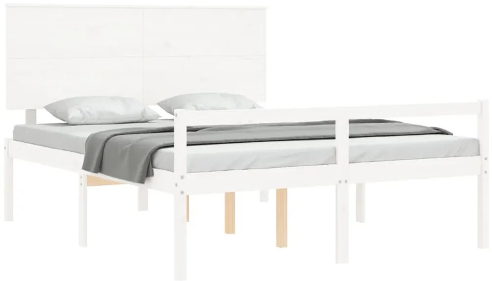 Cama para idosos king size com cabeceira madeira maciça branco