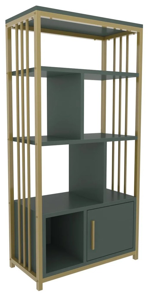 Estante Valero – Verde/Dourado – 60 cm x 120 cm x 29,6 cm