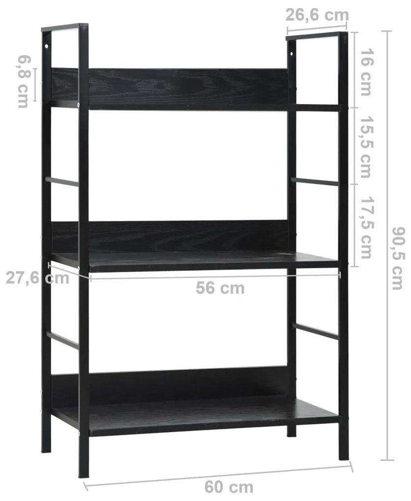 Estante com 3 prateleiras derivados de madeira preto