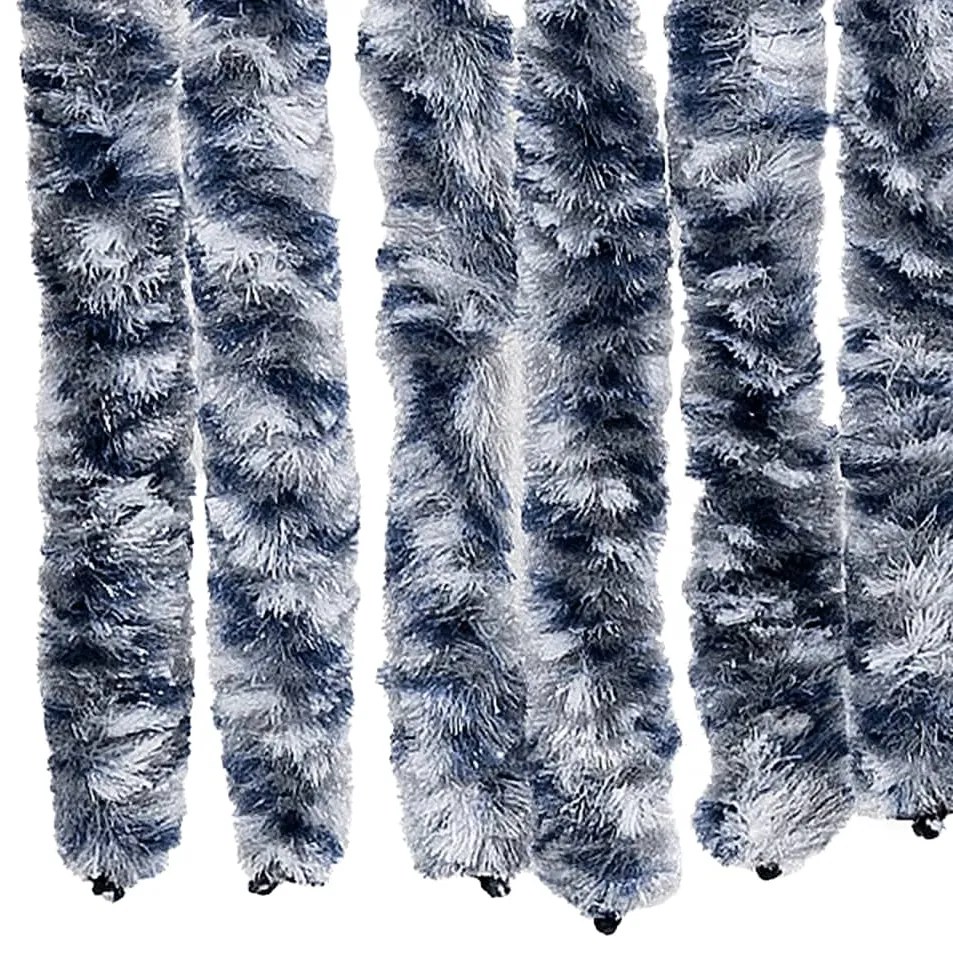 Cortina anti-insetos 100x230 cm chenille azul e branco