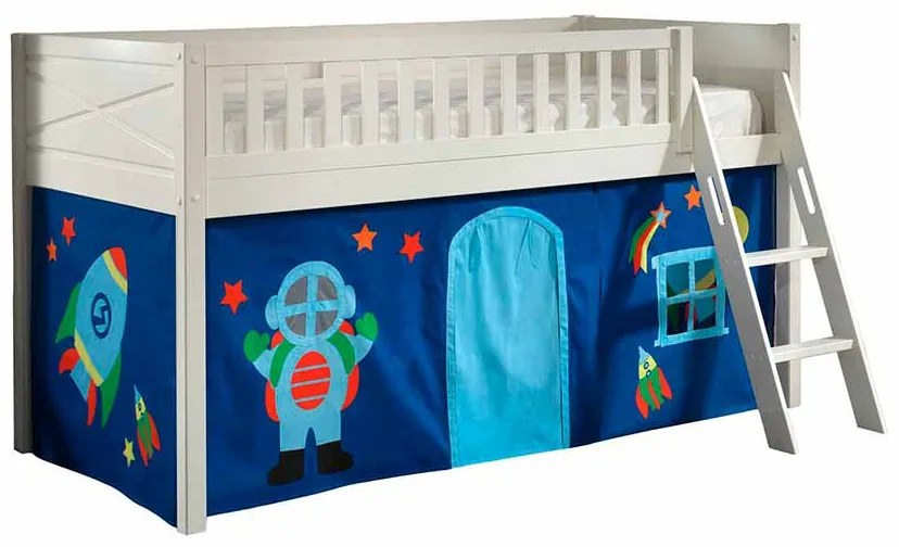Conjunto cama alta Infantil SCOTT + cortina de brincar ASTRO Branca