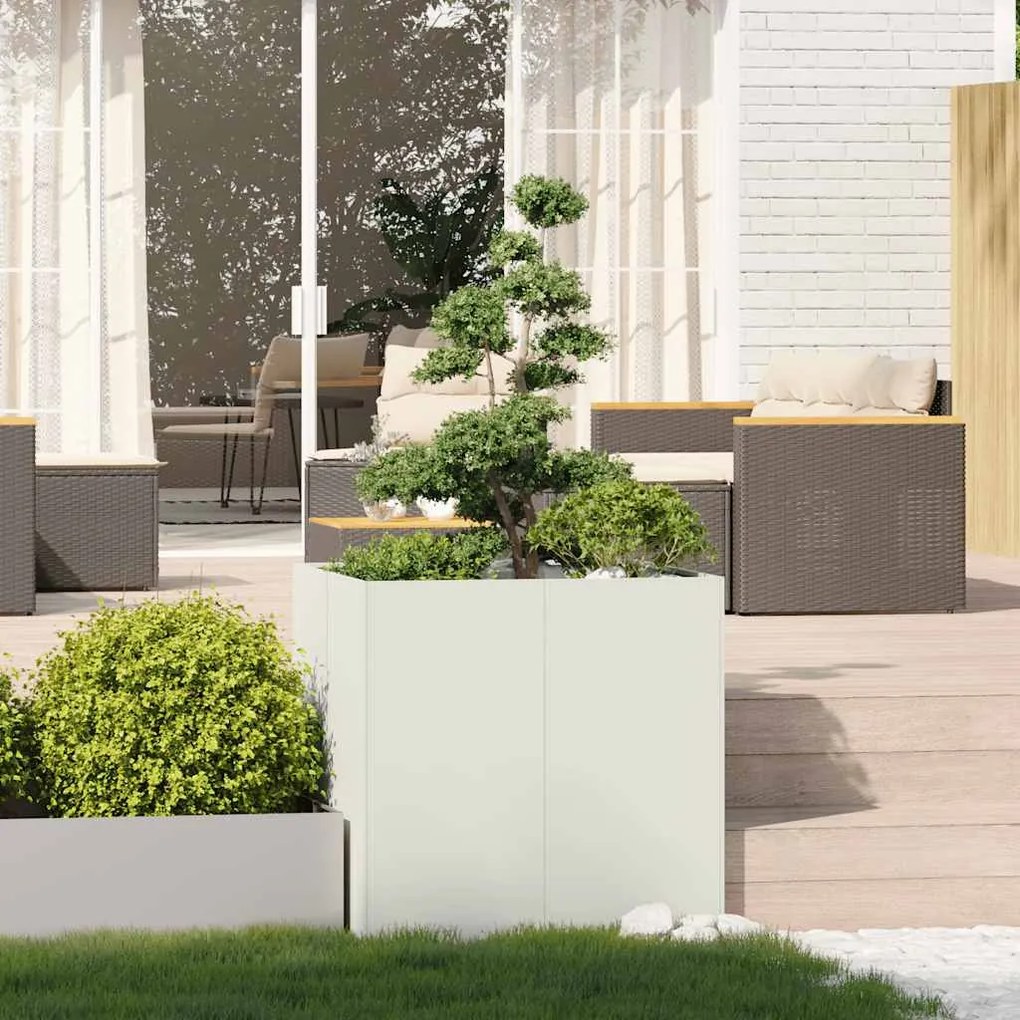 Vaso floreira 80x80x80 cm aço branco