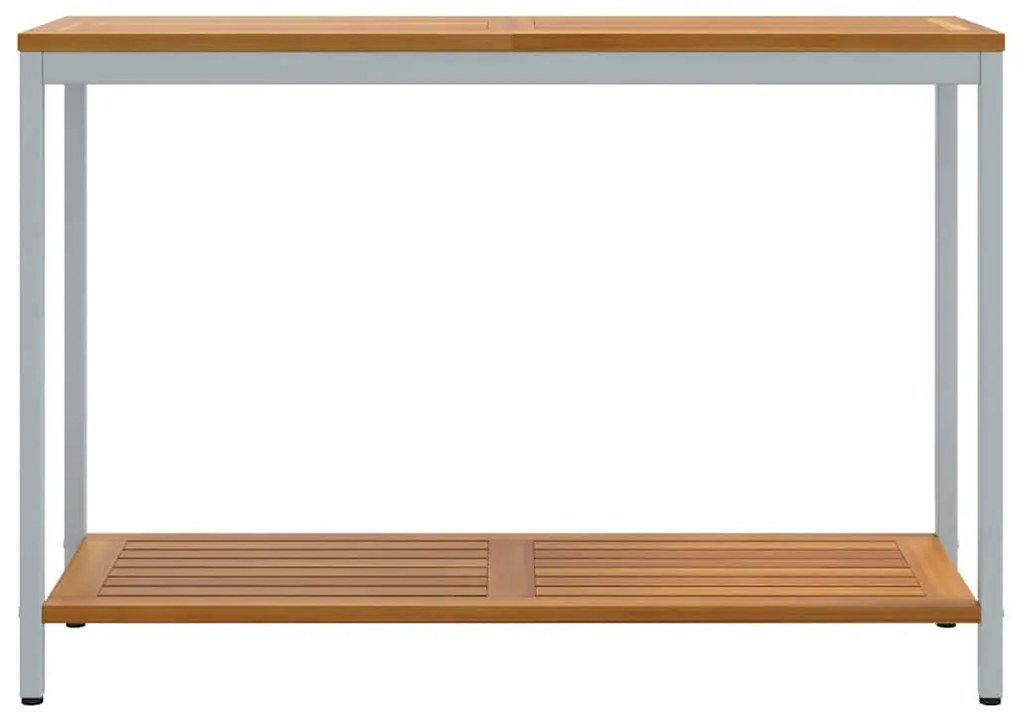 Mesa de Exterior Natural e Cinza 35 x 110 x 75 cm em Madeira Sólida e