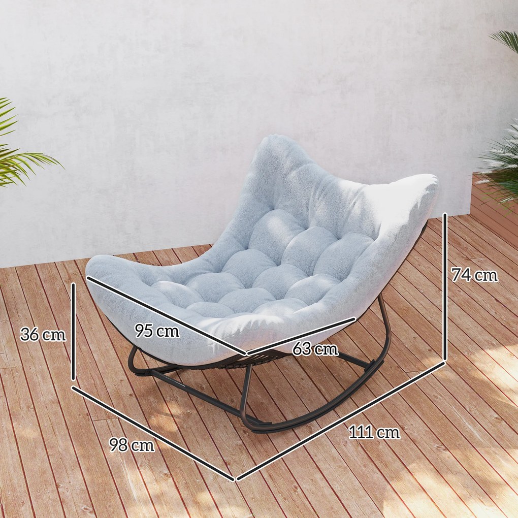Cadeira de baloiço de jardim em forma de ovo com almofada acolchoada 98 x 111 x 74 cm cinzenta