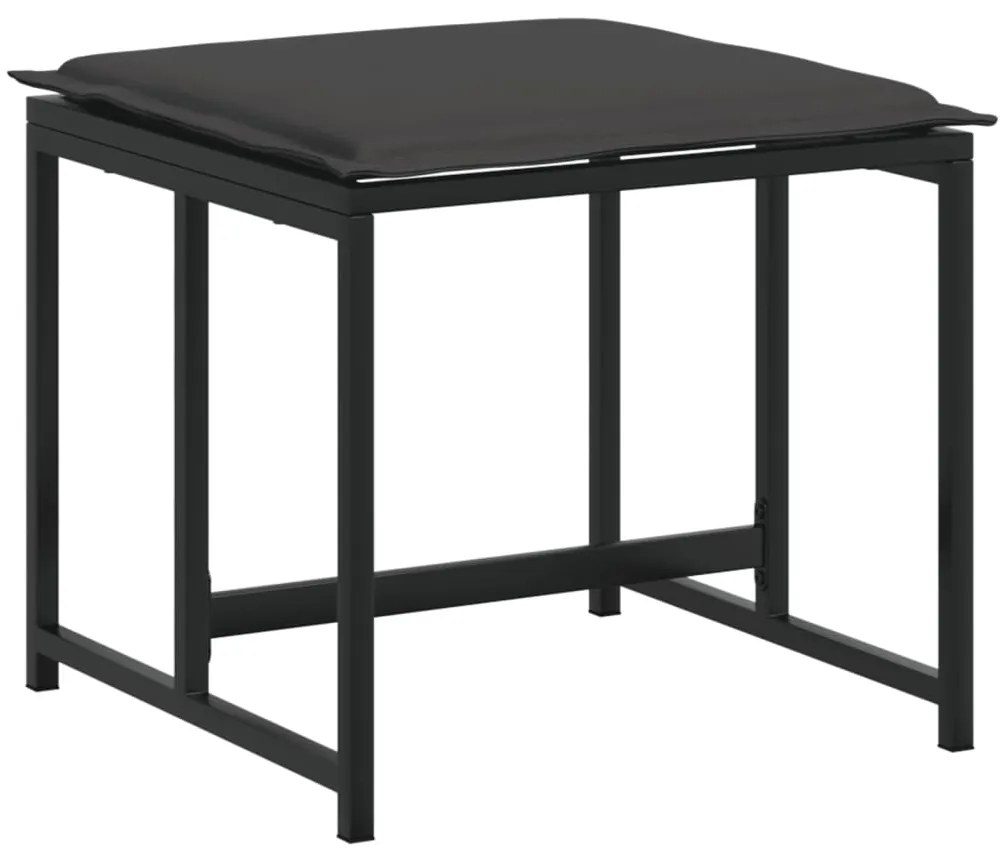 9 pcs conj. de jantar para jardim c/ almofadões textilene preto
