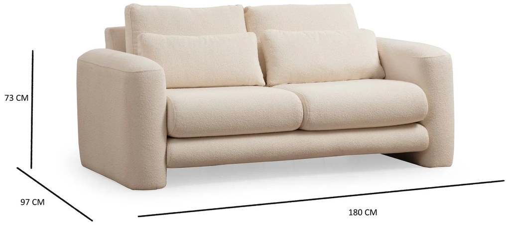 Sofá de 2 Lugares Lily – Creme – 180 cm x 97 cm x 73 cm
