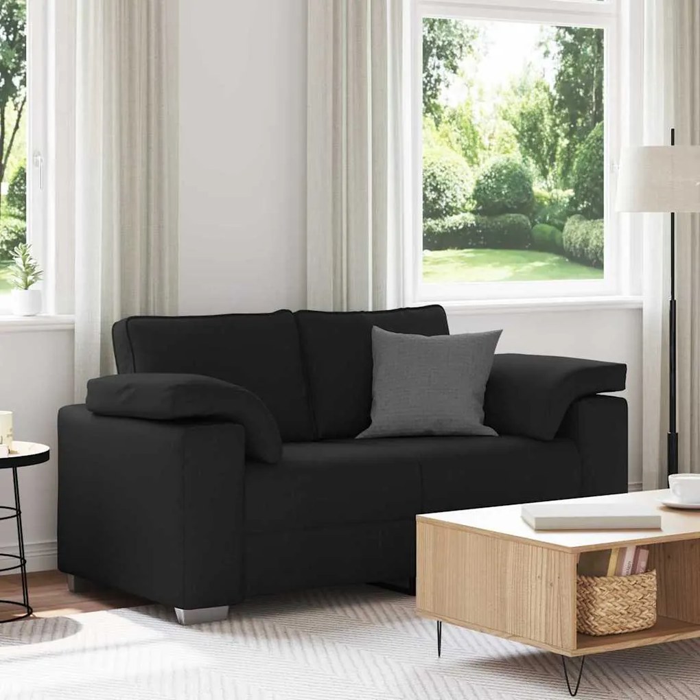 vidaXL Sofá com almofada Preto 160 x 77 x 82 cm tecido