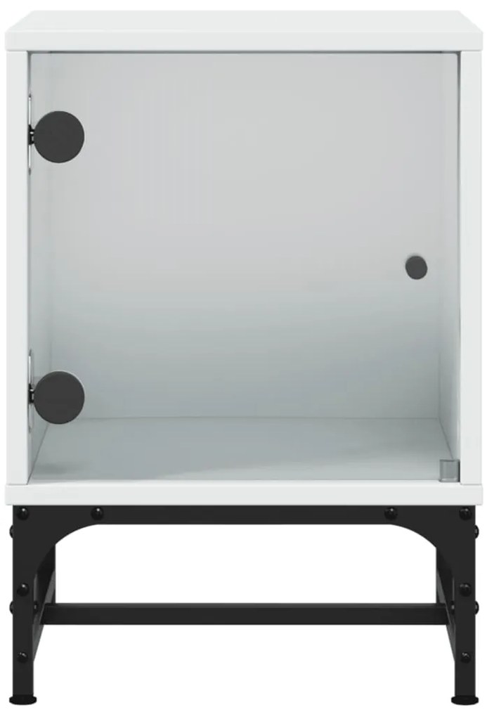 Mesas de cabeceira c/ portas de vidro 2 pcs 35x37x50 cm branco