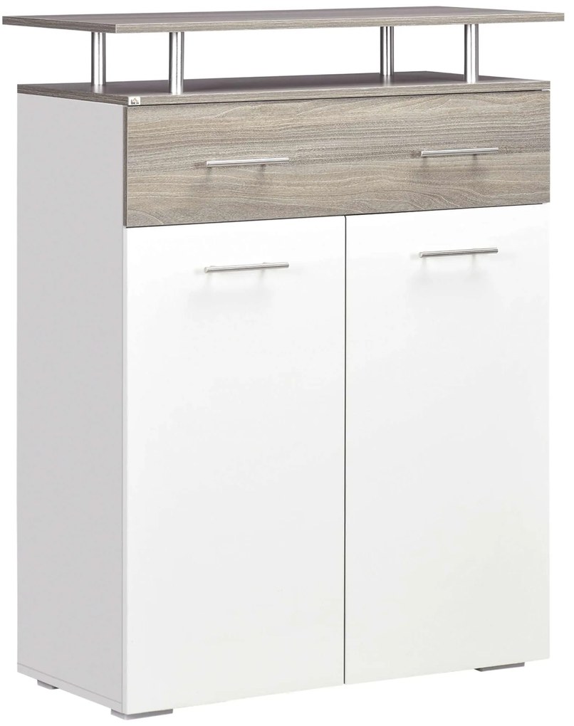 HOMCOM Aparador de Sala de Estar Móvel Sapateiro de Madeira com Gaveta 2 Portas Prateleira Superior  85x38,5x111,5cm Branco