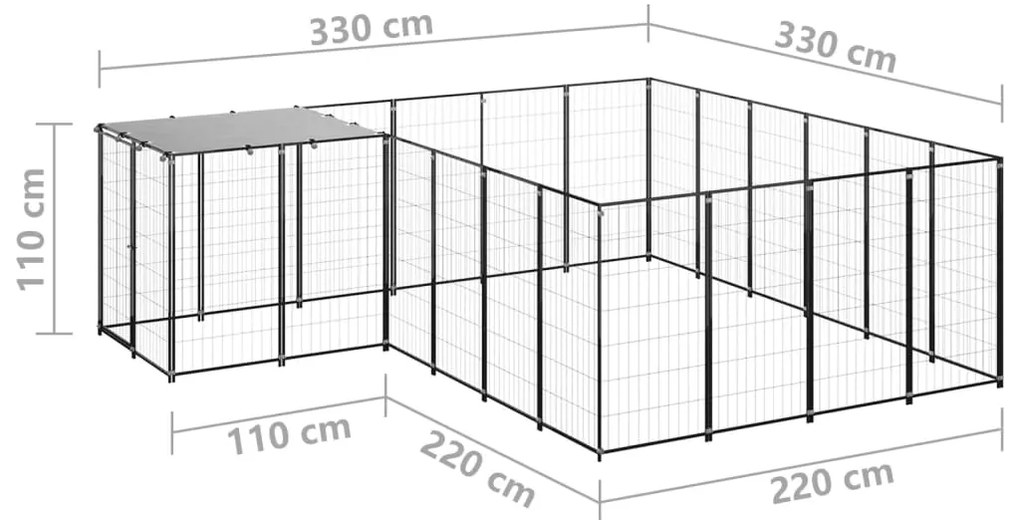 Canil 8,47 m² aço preto