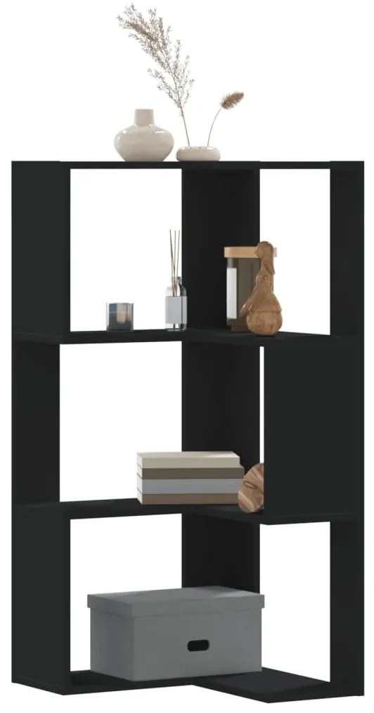 vidaXL Estante canto 3 prateleiras 50x50x102 cm deriv. madeira preto