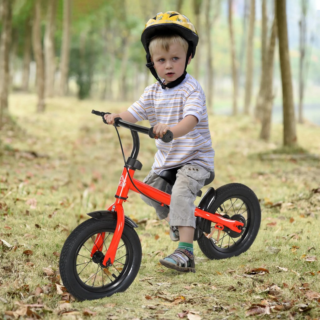 HOMCOM Bicicleta sem Pedais com Altura Ajustável Pneus de Borracha Insufláveis para Crianças acima de 3 Anos Assento Acolchoado Bicicleta de Equilíbrio 86x43x60 cm Vermelho