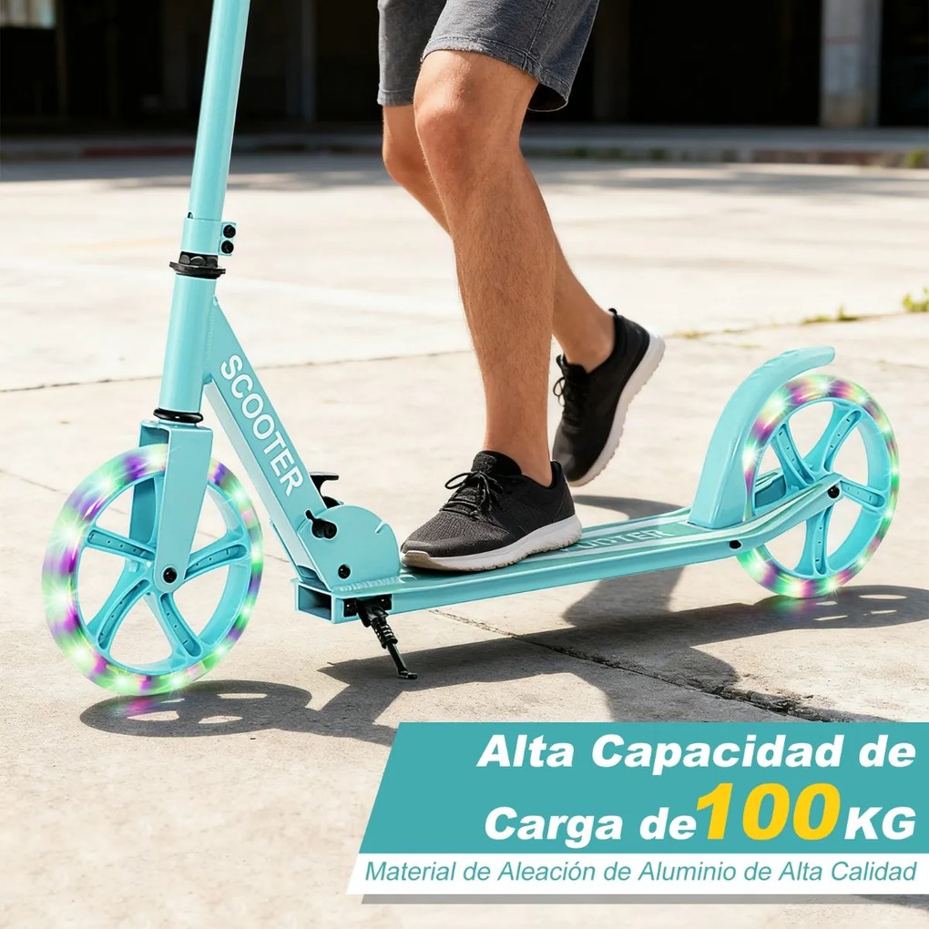 Trotinete crianças com plataforma de alumínio, guiador ajustável em 3 posições e alça Até 100 kg Verde