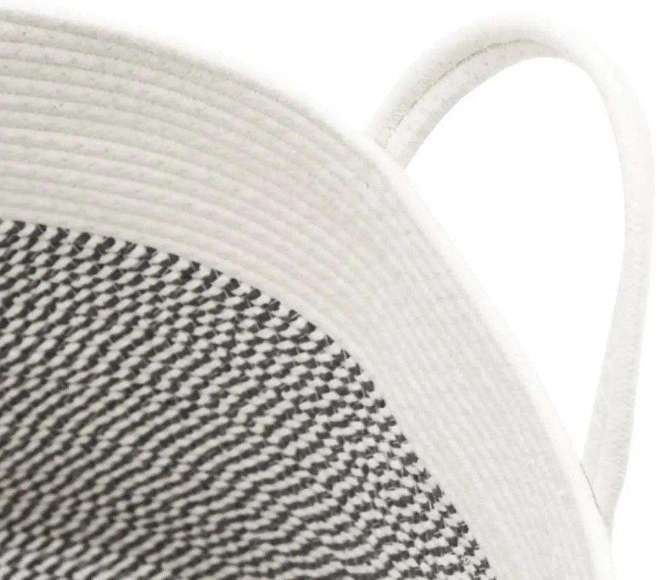 Cesto de arrumação Ø51x33 cm algodão cinzento e branco