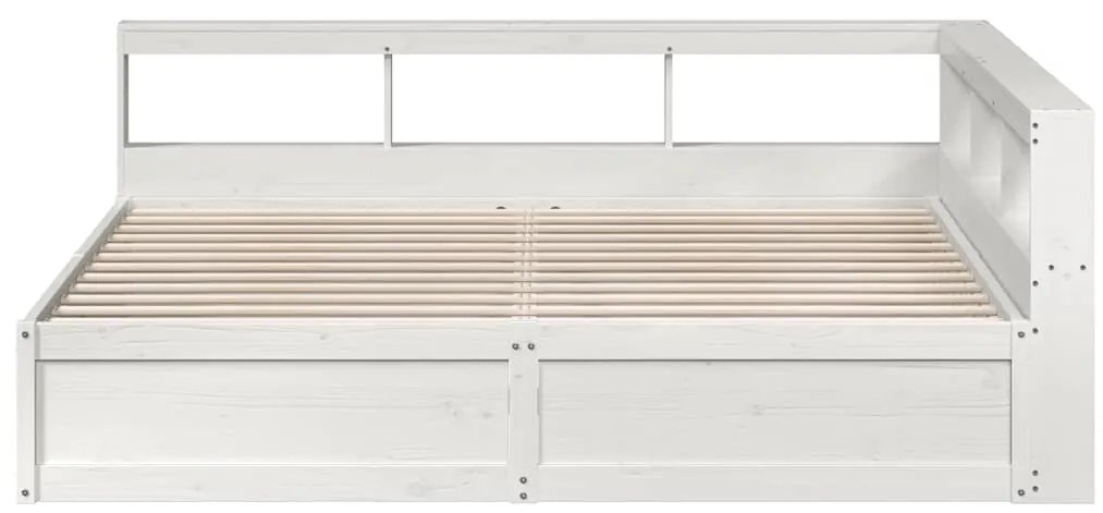 Cama com estante sem colchão 180x200 cm pinho maciço branco