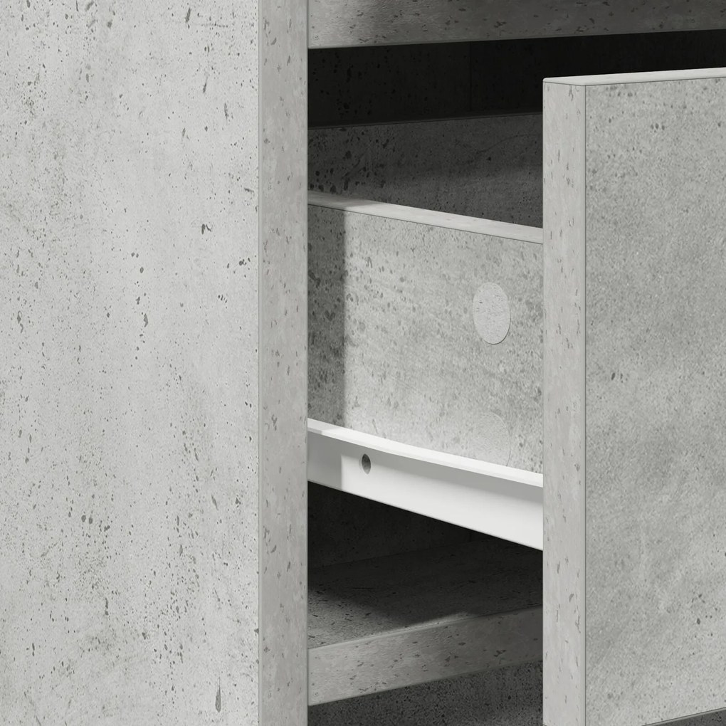Conjunto de Mesa de Maquilhagem de 2 Peças Cinza Concreto com LED em M