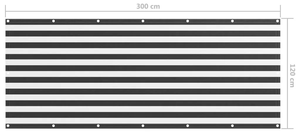 Tela de varanda 120x300 cm tecido Oxford antracite e branco