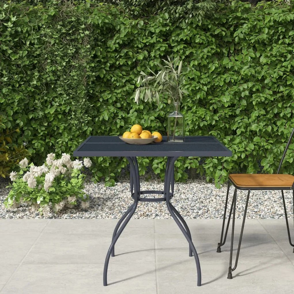 vidaXL Mesa de jardim 80x80x72,5 cm malha de aço antracite