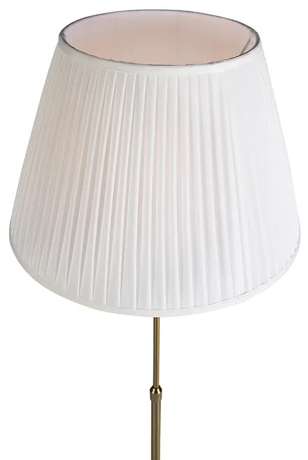 Candeeiro de pé bronze com abajur plissado creme 45 cm ajustável - Parte Country / Rústico