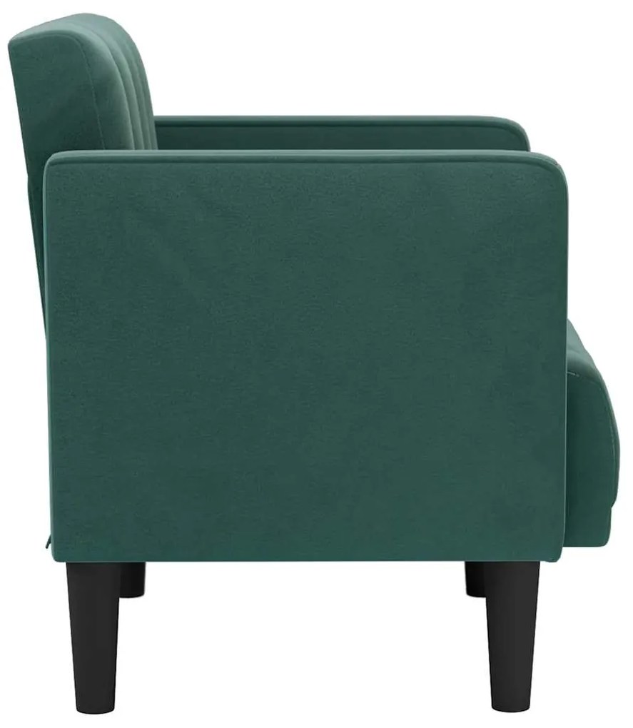 Poltrona com apoio de braços 53 cm veludo verde-escuro