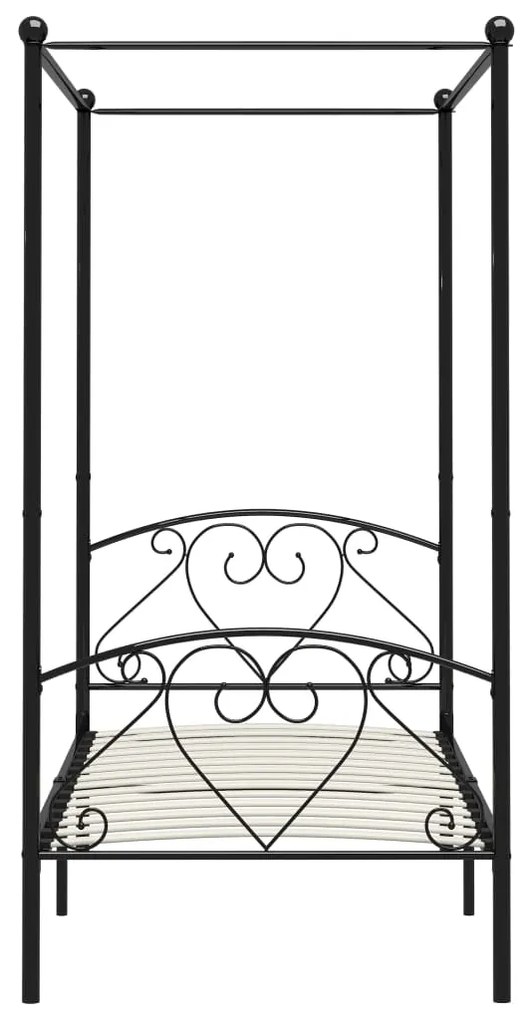 Estrutura de cama com dossel metal preto 90x200 cm