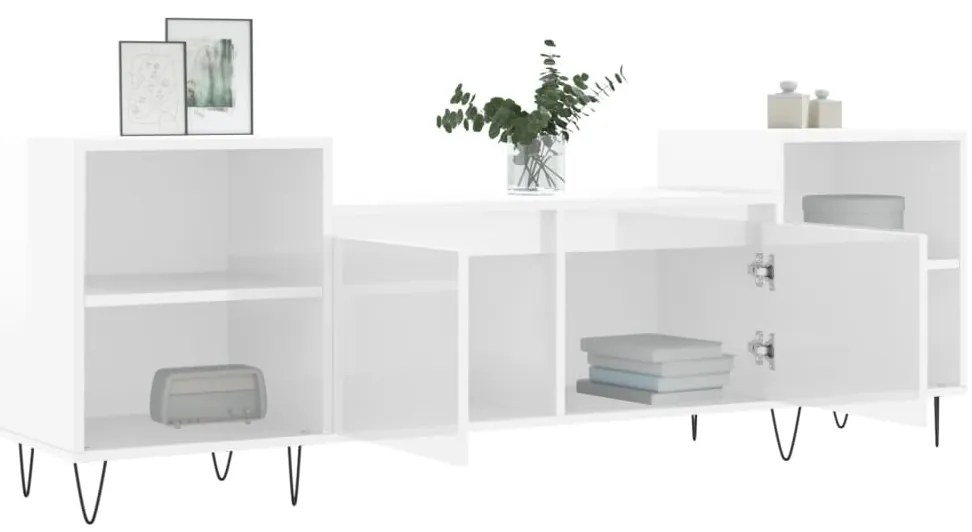 Móvel de TV 160x35x55 cm derivados de madeira branco brilhante