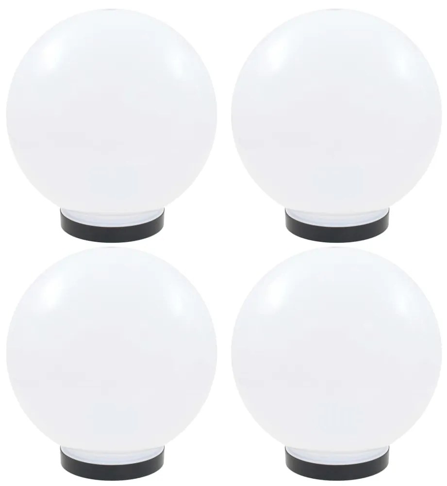vidaXL Candeeiros esféricos LED 4 pcs 25 cm PMMA