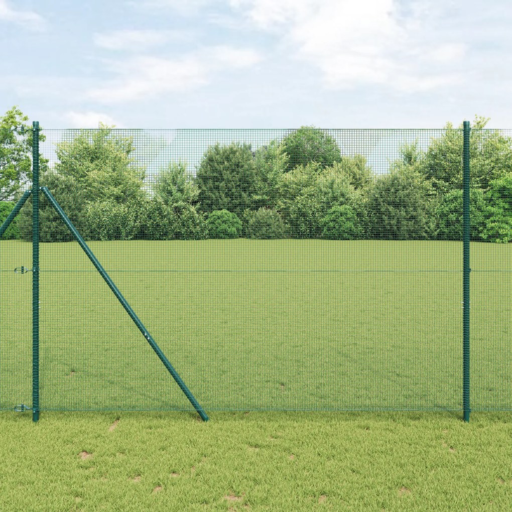 vidaXL Cerca de Arame Soldado com 7 Postes Verde 1.5x10 m Aço